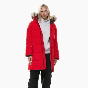 ARITZIA Powder Parka Goose Down Winter Jacket Size Medium in Flashing Red VGUC